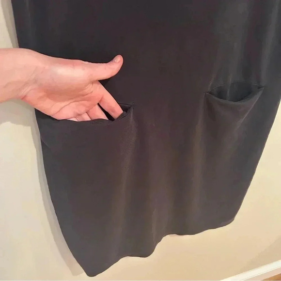 Sigrid Olsen Black Front Pockets T-Shirt Mini Short Sleeve Crewneck Dress Small - Picture 2 of 7